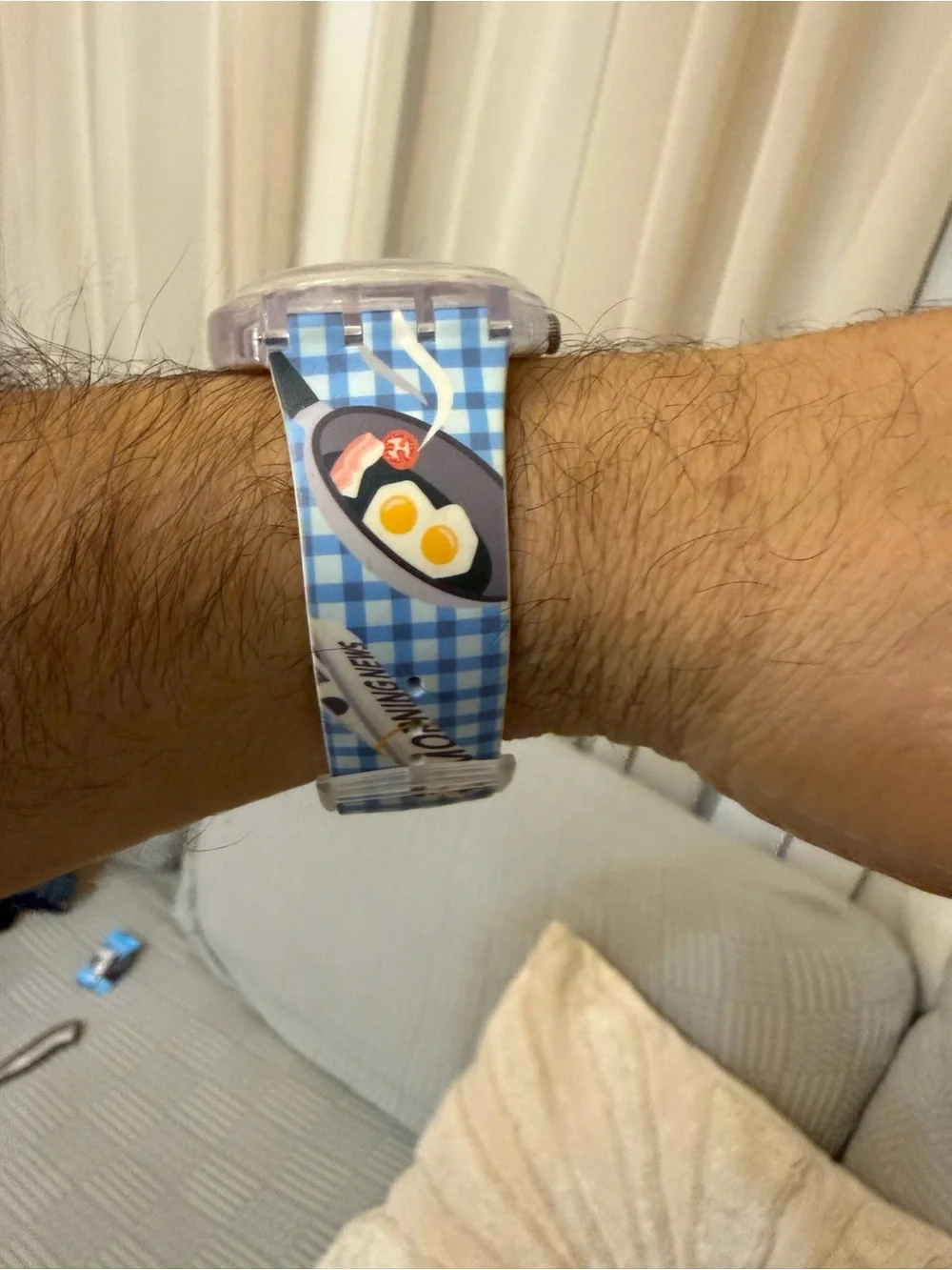 Swatch x You Custom Skeleton Watch Blue Check Checkered Ramen Breakfast
